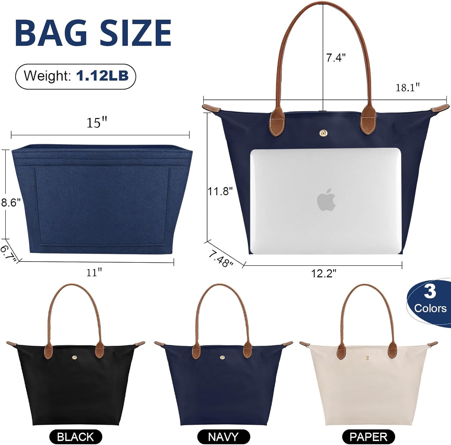 Tote Bag for Women with Purse Organizer Insert, Foldable Large Capacity Waterproof Nylon Bag for Travel, and Daily Use - Image 6