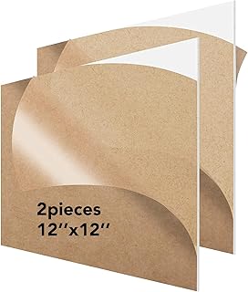 JBR999 Plexiglass Sheets 12x12 Inch 1/8" Thick Clear Acrylic Sheets 3mm Thick Cast Transparent Acrylic Sheets for Signs, LED Light,Display Cases, Holders, Paintings, Laser Engraving and Crafts