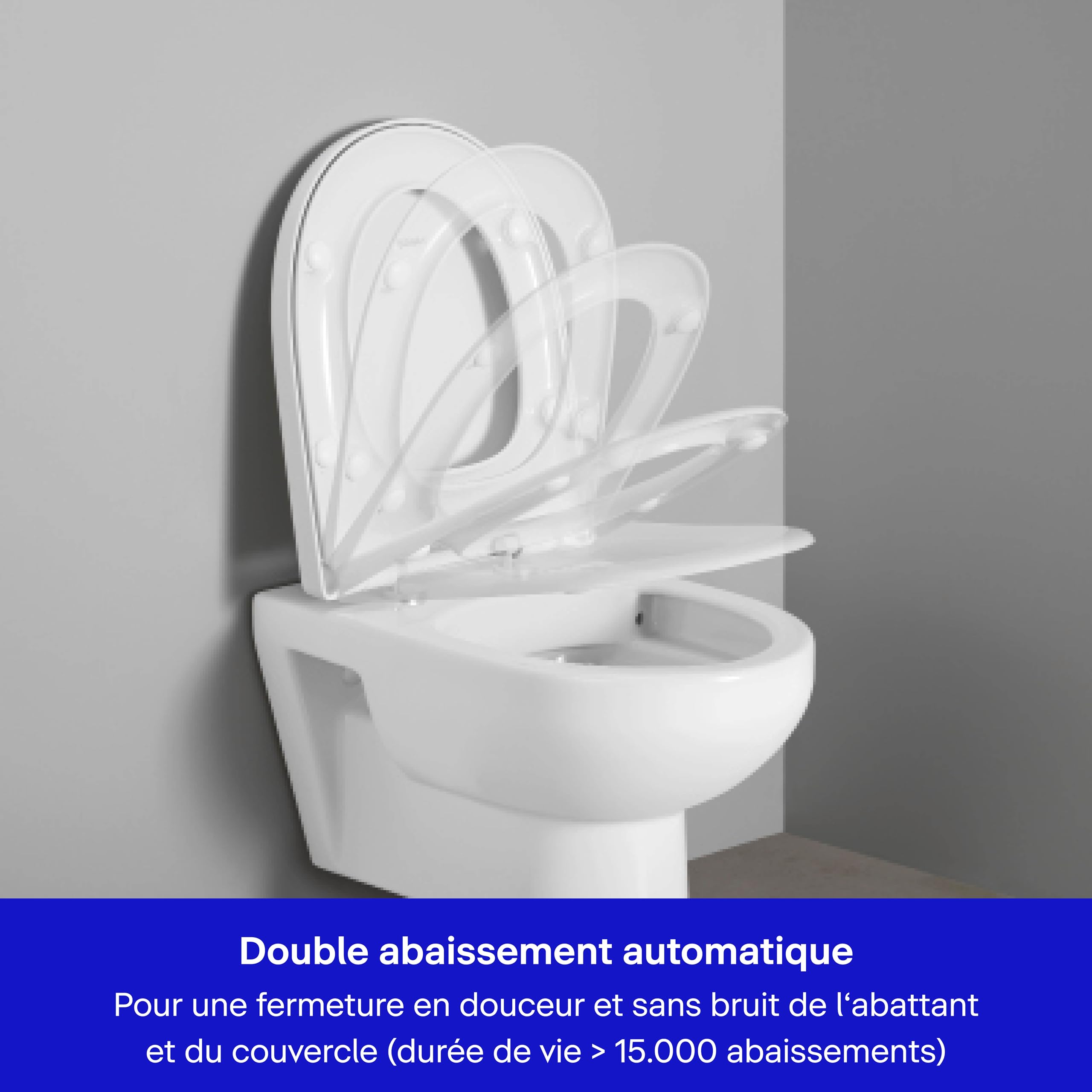 Duravit Univavo Abattant WC, Abattant Toilette WC double système d'amortisseur de fermeture, Cuvette toilette avec Quick Releas, Lunette WC en forme de D, Cuvette WC fabriquée en UE, blanc