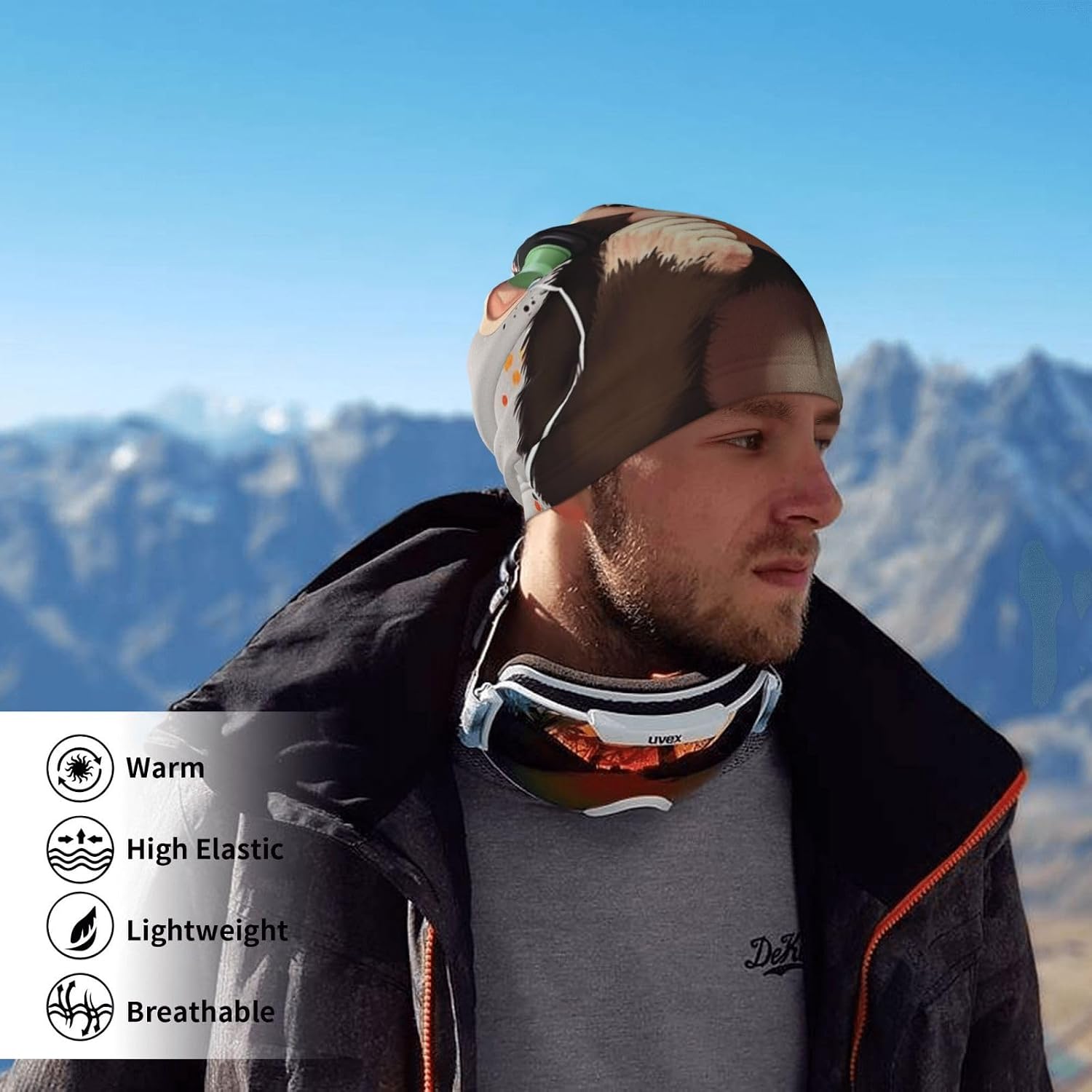 Neck Warmer Winter, Music Monkey Print For Cold Weather Winter Face Mask,Thick Warm Neck Gaiter Face Scarf,For Men Women Skiing Cycling - With Rope