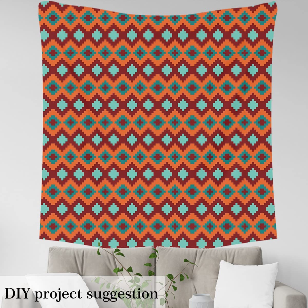 Tela nórdica para tapicería para sillas, tela geométrica africana para tapicería y proyectos de bricolaje en el hogar, 10 yardas, (largo 920 x ancho 150 cm), marrón rojo