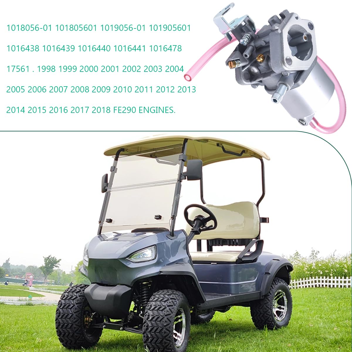 Qiuwanzia FE290 Carburetor Kit for Golf Cart Club Car DS for Precedent for Turf for Carryall 101905601 1016478 1016438 1016440 1016439 1016430 1016441 1018056-01 101805601 1019056-01 1998-UP - Image 3