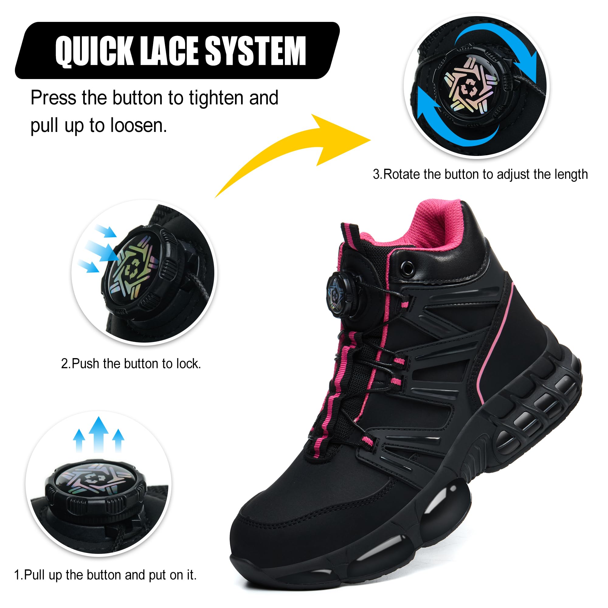 Bottes de sécurité imperméables pour homme et femme avec embout en acier - Chaussures de sécurité à coussin d'air - Baskets de travail