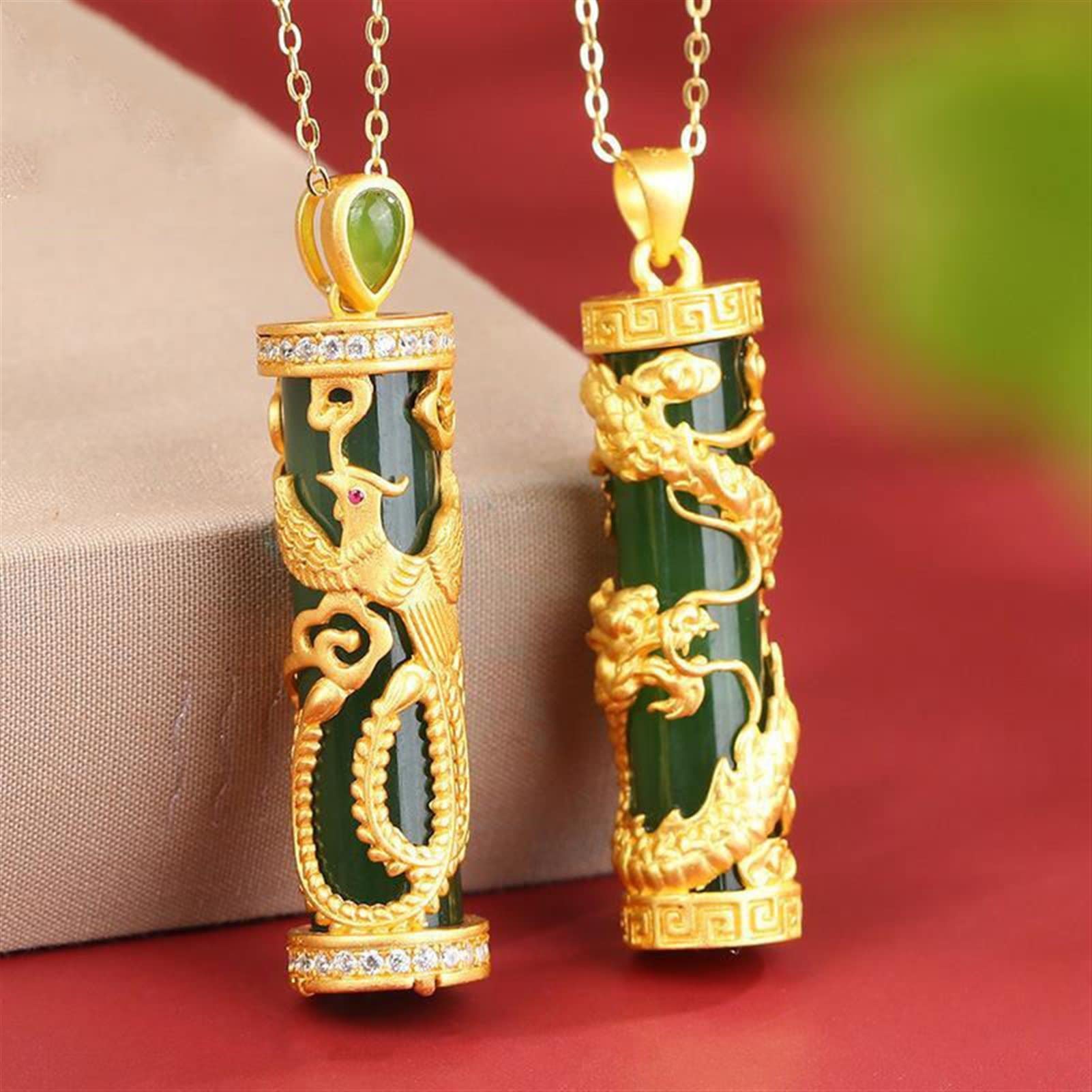 Amazon.com: SMDSAZ Gold Craftsmanship Hetian Jade Dragon Pillar