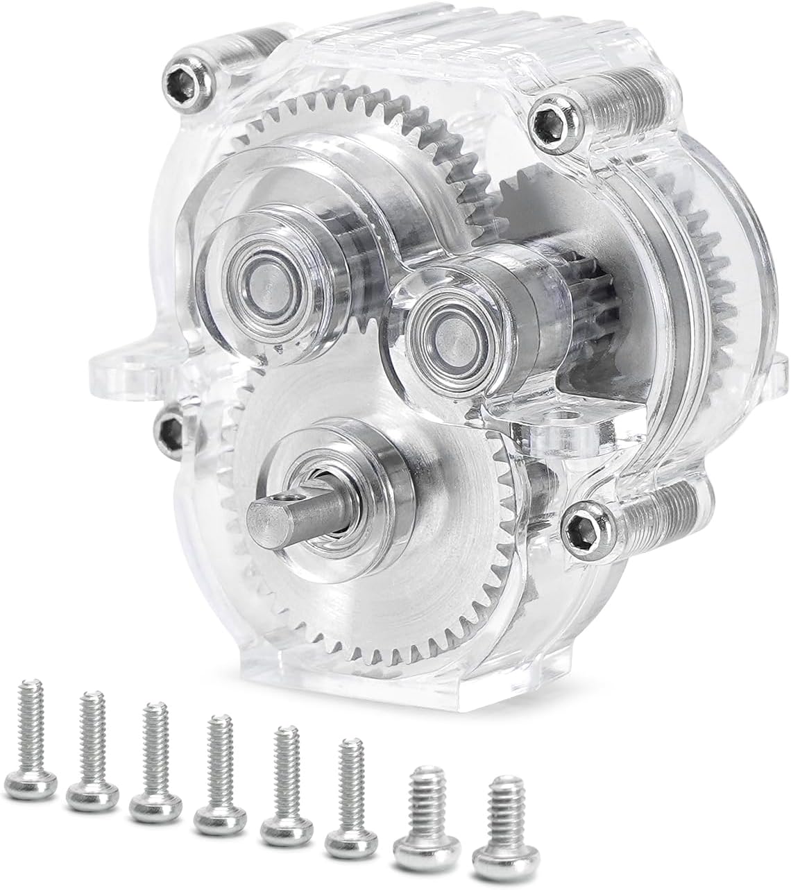INJORA Acrylic Complete Transmission with Underdrive Gears for 1/18 RC Crawler TRX4M Upgrade