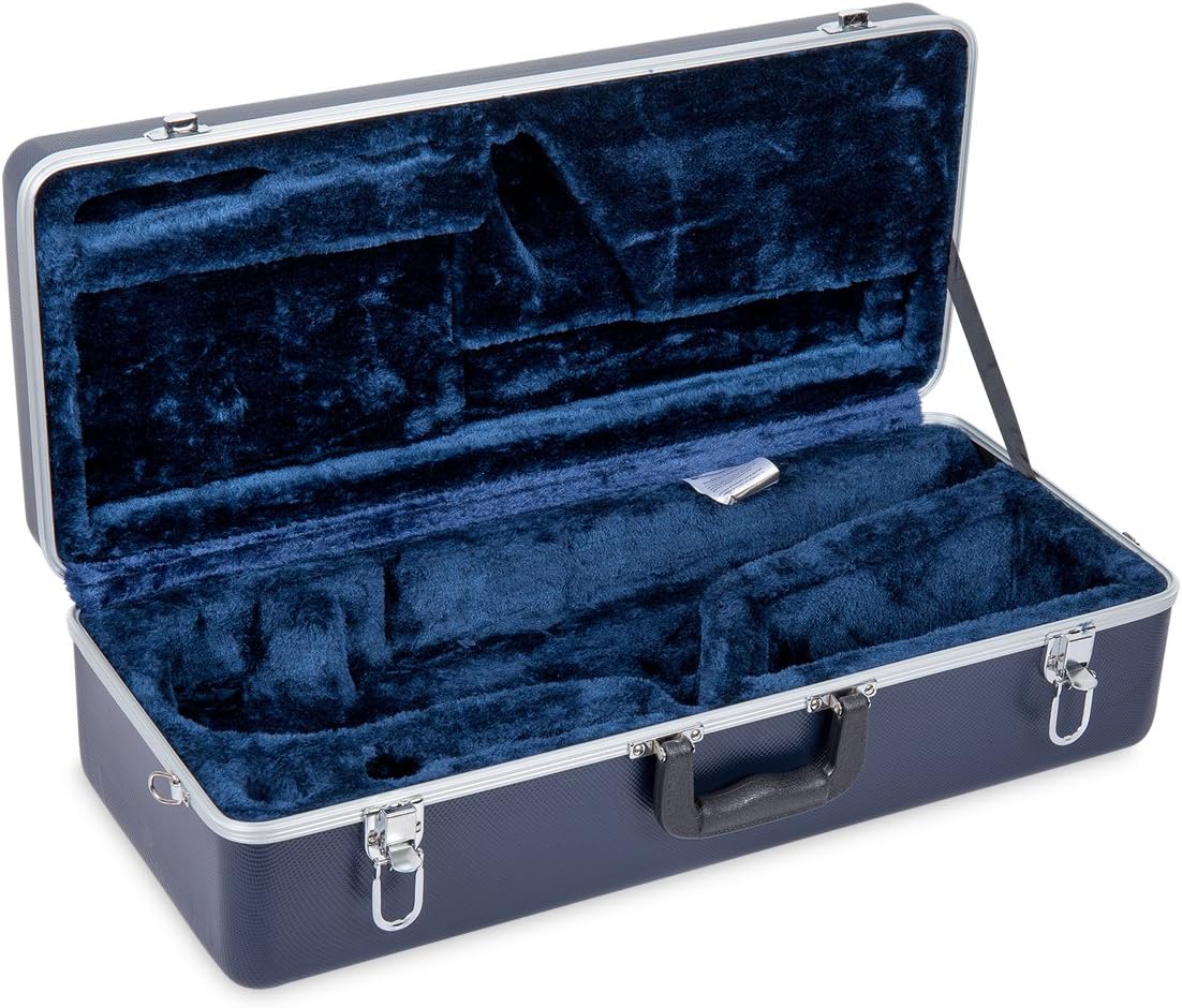 Crossrock ABS Alto Saxophone Case – Rectangular Blue Diamond Texture, Deep Blue Velvet Interior, Security Lock & Detachable Strap