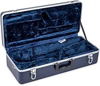 Vista 4 de Crossrock Funda para saxofón alto de ABS – Textura de diamante azul rectangular, interior de terciopelo azul profundo, cerradura de seguridad