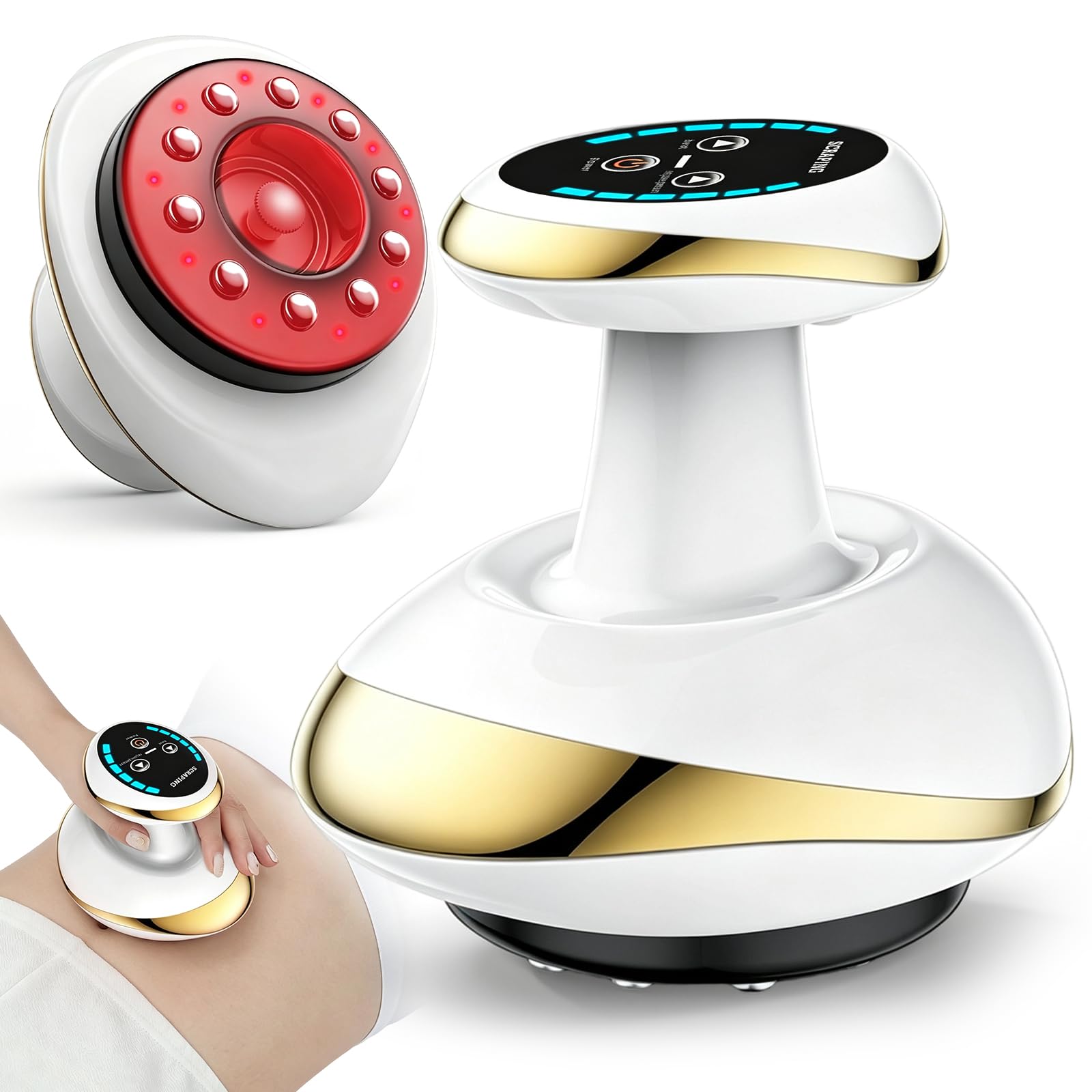 Gua Sha - Masajeador eléctrico 4 en 1 con función de calor, 6 niveles de vacío, dispositivo anticelulitis, masajeador de mano inalámbrico para promover la circulación sanguínea para espalda y cuerpo