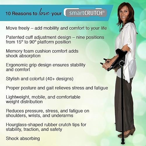 Miniatura 19 de smartCRUTCH Muletas ergonómicas personalizadas para el antebrazo para adultos, varios colores, el antebrazo ajustable gira de 15 a 90 grados, altura