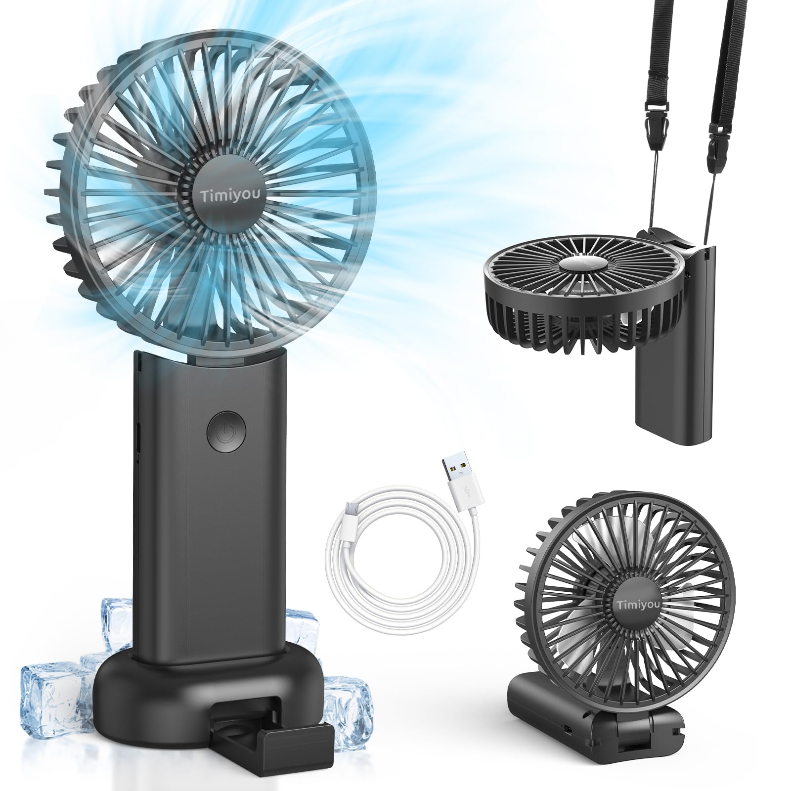 Warmco Mini Ventilator - 5000mAh Akku, 15h Laufzeit - Tragbarer Handventilator