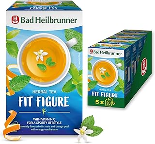 Bad Heilbrunner Fit Figure Tea with Vitamin B12 – Energizing Herbal Blend with Mate & 10 Vitamins – 5 x 20 Tea Bags – Vegan, Natural, Caffeine Boost – Active Lifestyle Support