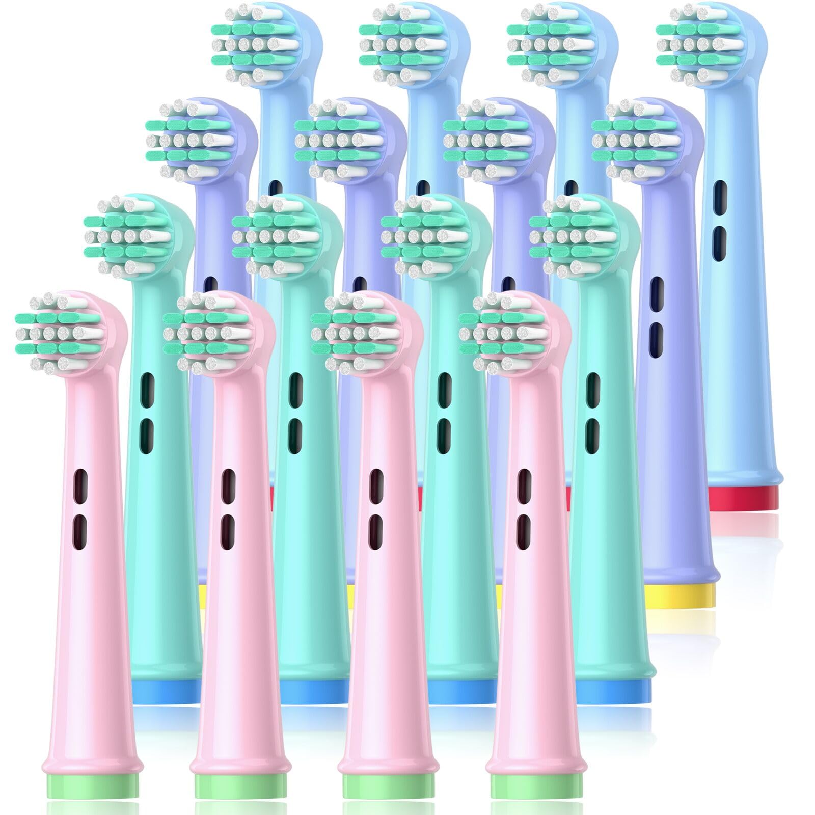 Sulkiwe Testine Compatibili con Braun Oral b Bambini Spazzolino Elettrico, Testine di Ricambio per Pro Kids, Junior Bambini Serie, 3-12 anni, Setole Morbide per Gengive Sensibili, 16 Pezzi