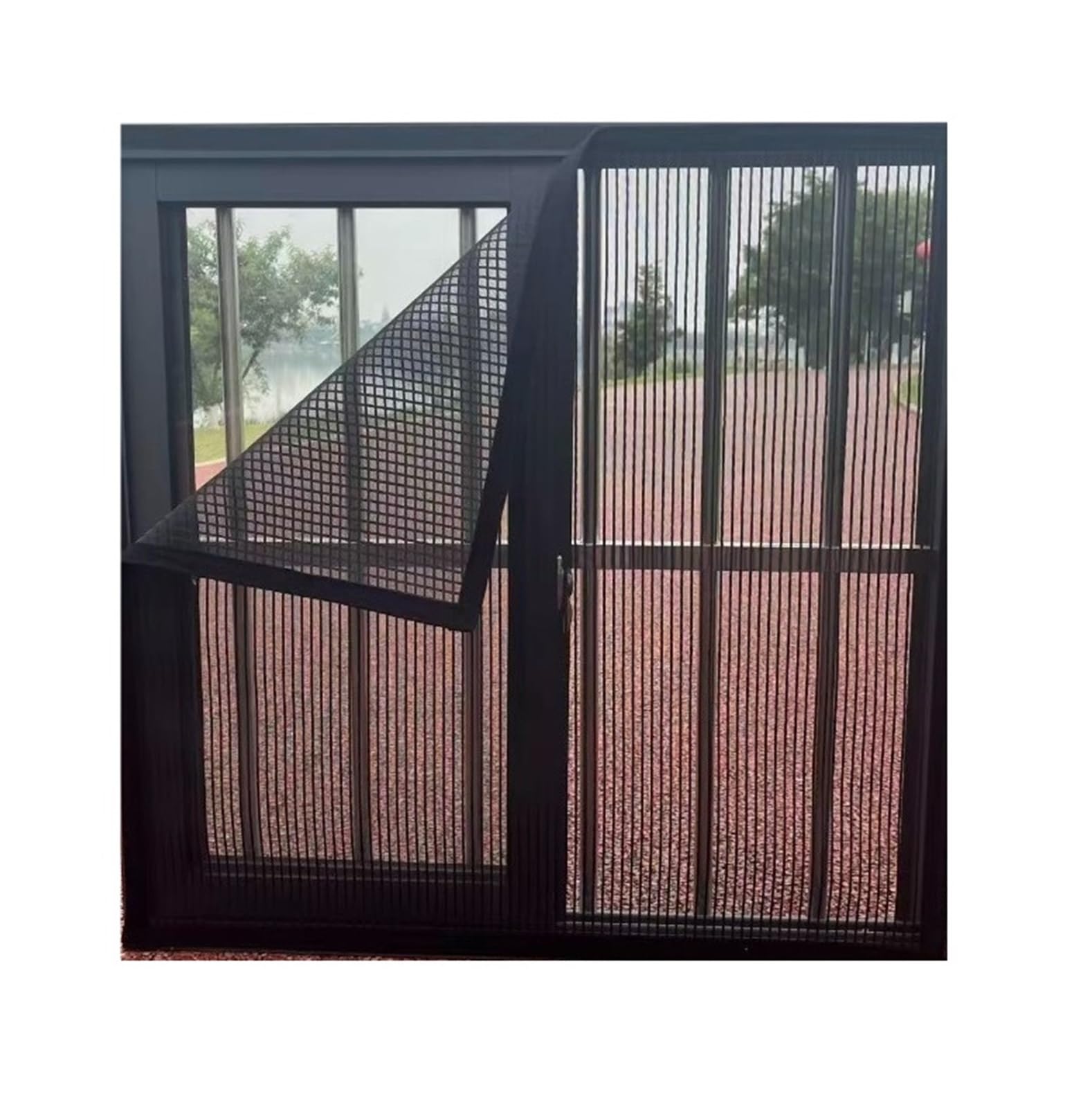 1pc Window Mosquito Screen Black Diamond Mesh Dust-Proof Durable Self Installing Home Without Punching(Black-Width 80cm,Height200cm)