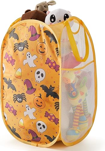 Cesta de malla desplegable para ropa sucia con asas duraderas - Cesta plegable portátil para dormitorio, baño y viajes (paquete de 1 unidad,