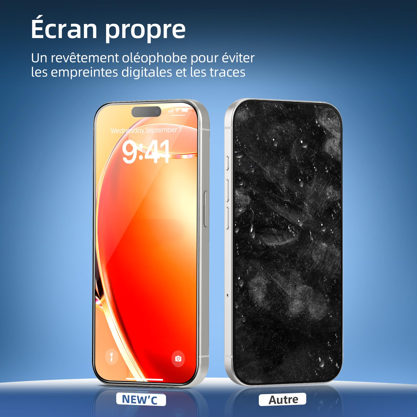 NEW'C 3 Sztuki, Pełny Pokrycie Ochraniacz Ekranu dla iPhone 16 Pro 6,3 cala [Automatyczna Instalacja], Czarna Krawędź, Folia ochronna ze szkła hartowanego, odporność na zarysowania