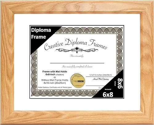 Vista 15 de Creative Picture Frames Marco de diploma con acabado de roble de 8 x 10 pulgadas, con caballete de vidrio negro y colgadores de pared instalados