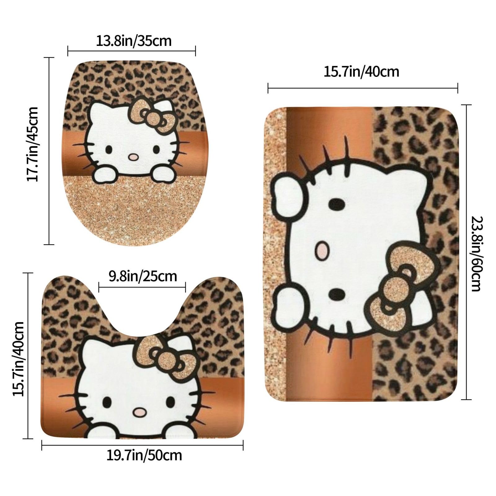 ハローキティトイレマット バスマット ホルダー 3点 ヒョウ柄
