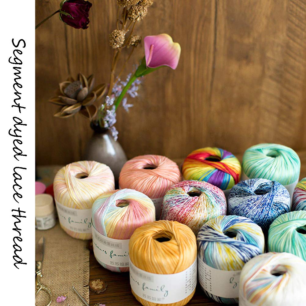 300G Segment Gefärbtes Spitze Garn-Bällen für Häkeln und Stricken Kleider Kleidung Tücher Halsbänder Taschen Puppen Hüte, Regenbogen,C