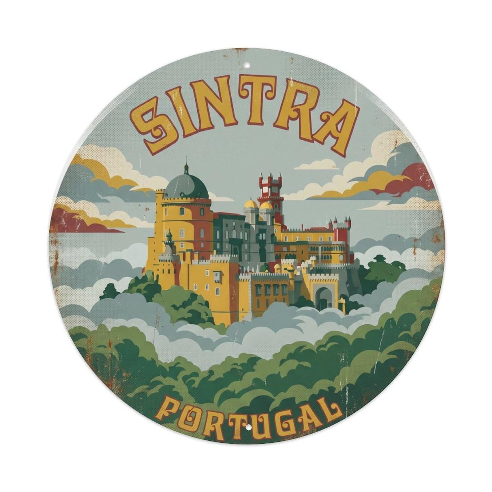 Olhnbad Style Portugal Sintra Pena Palace Portuguese Heritage Metal Tin Sign