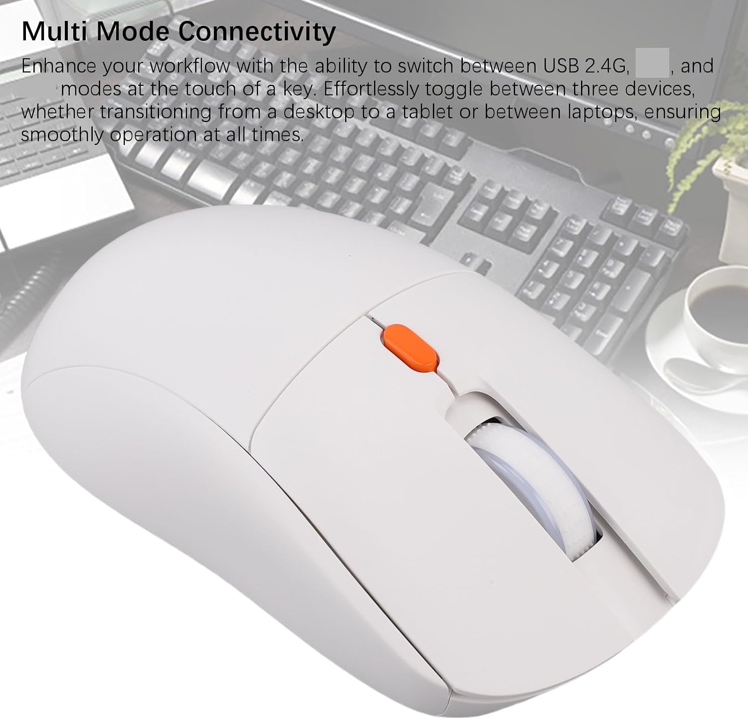 Sanpyl Ai Mouse for ChatGPT, Built in Microphone for Voice Typing/Translation/Search/Live Transcription, Wireless 3 Mode 2.4G Bluetooth Mouse, Adjustable DPI (800-4000) (White)