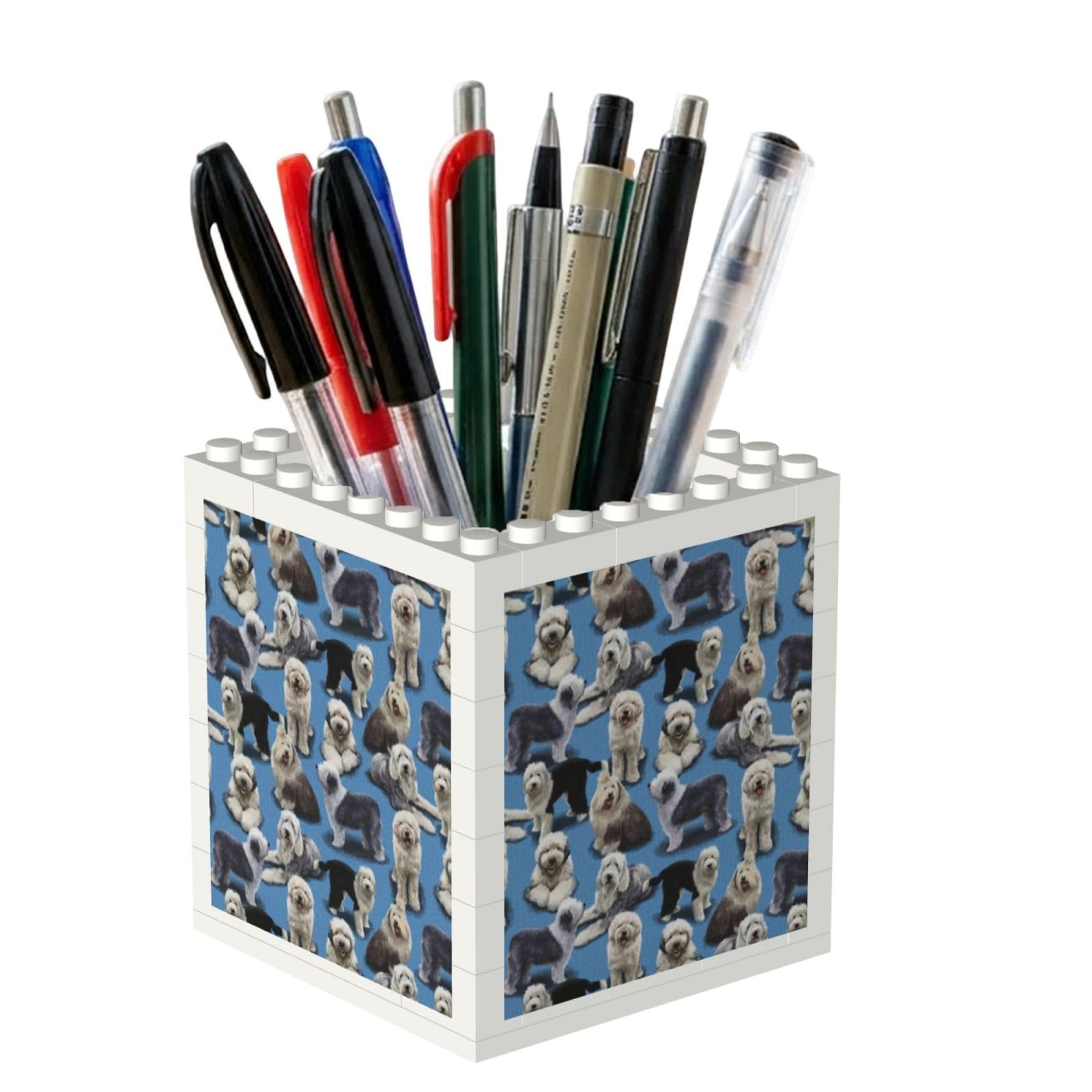 Poadnly Old English Sheepdog, Pen Pot Pencil Holder for Office Home School, Compact Desk Organiser for Office Stationery