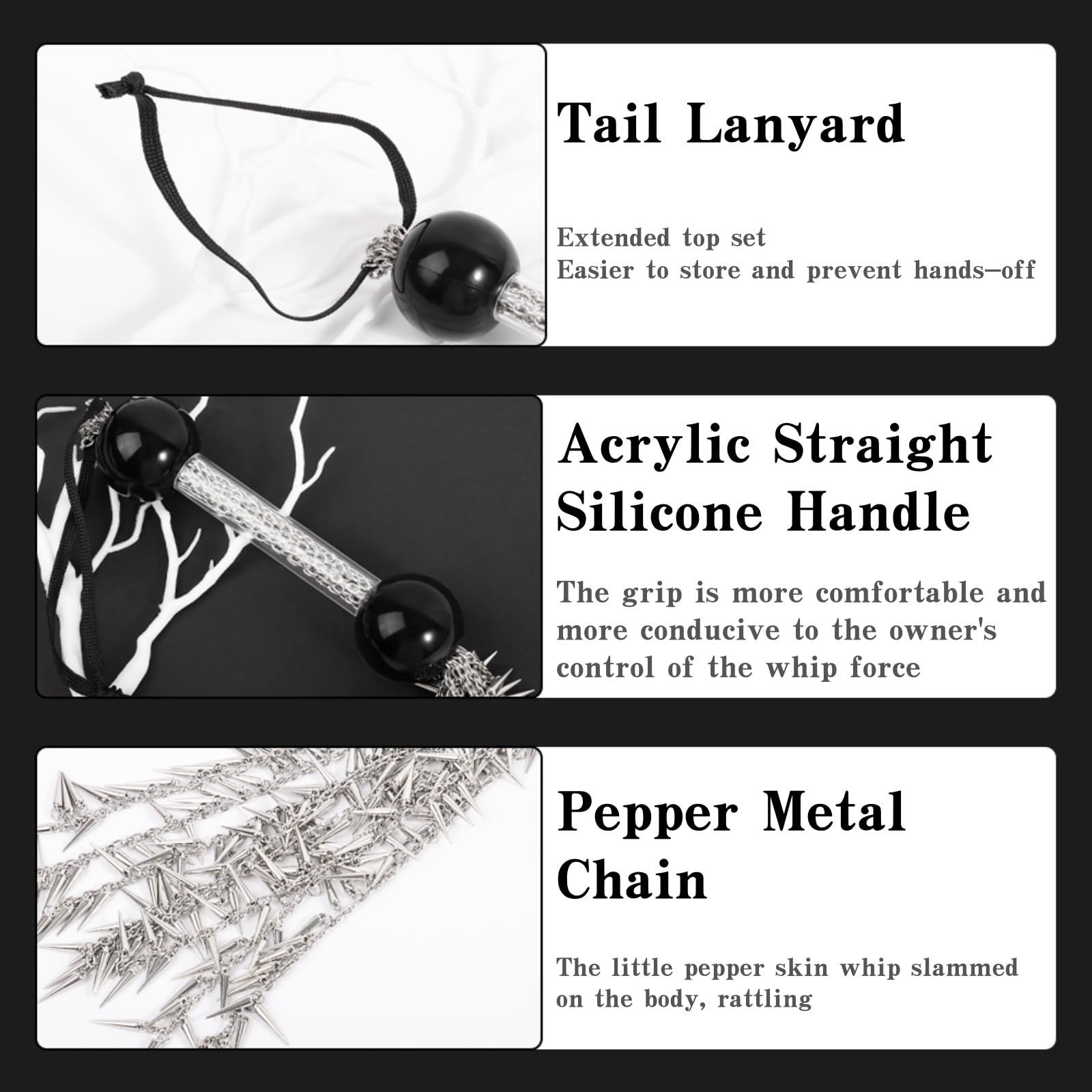 Fouet à Chaîne en Métal Poignée Confortable Fouet Sexy Érotique Cravache | Fessée Fétiche Accessoires de Bondage Durables Sex Toys SM Jeu de Rôle Jouets Sexuels pour Couples