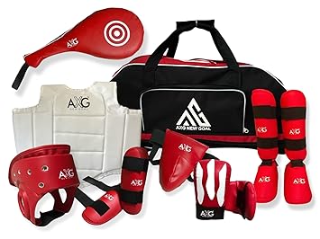 Durable and Stylish Karate Kit (8 Items) Large for Age 15+yrs Boxing Kit (Red)