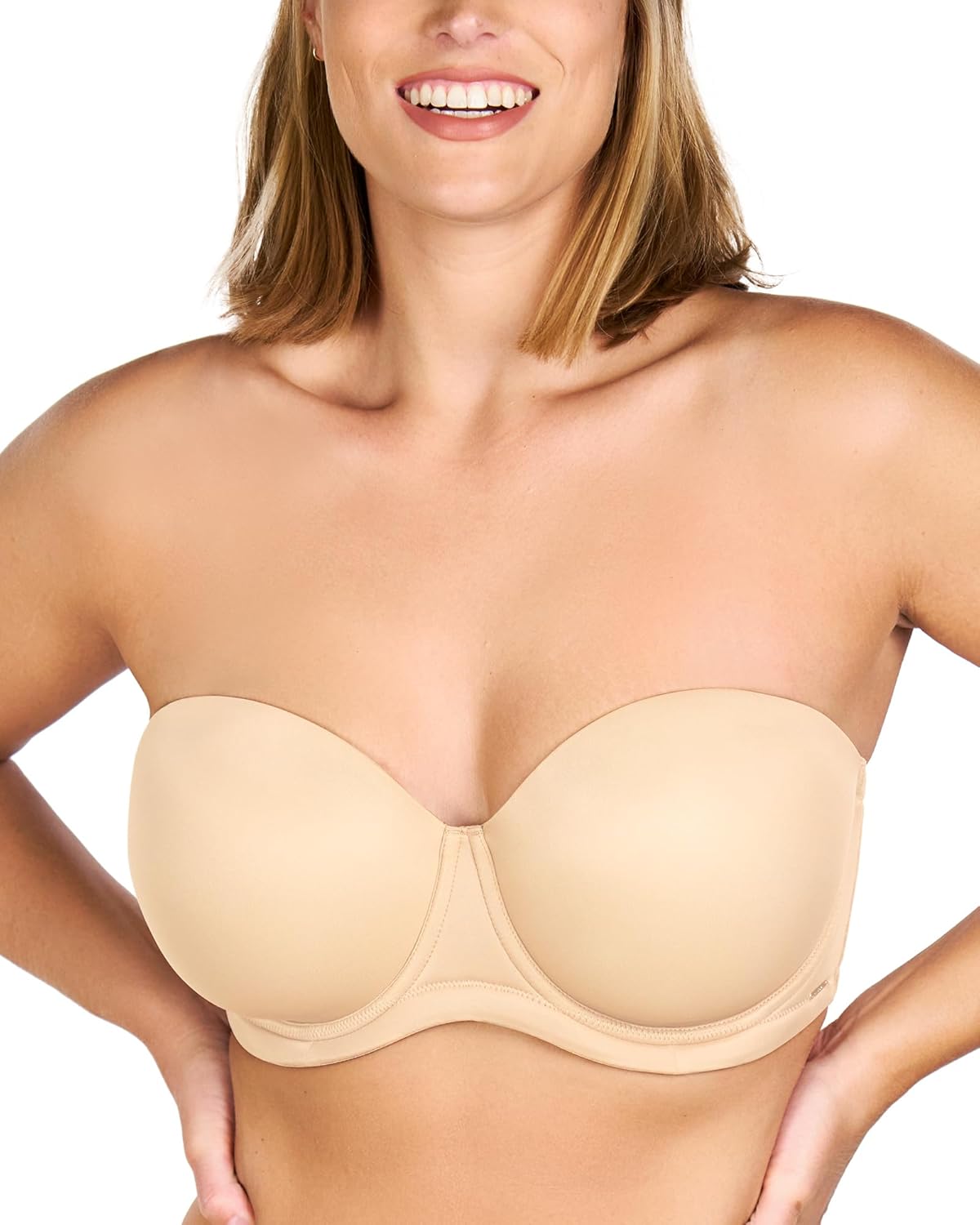 HSIA Strapless Bras for Women Large Bust Non Slip Full Coverage Underwire Supportive Multiway Strapless Bra Plus Size Beige - Image 2