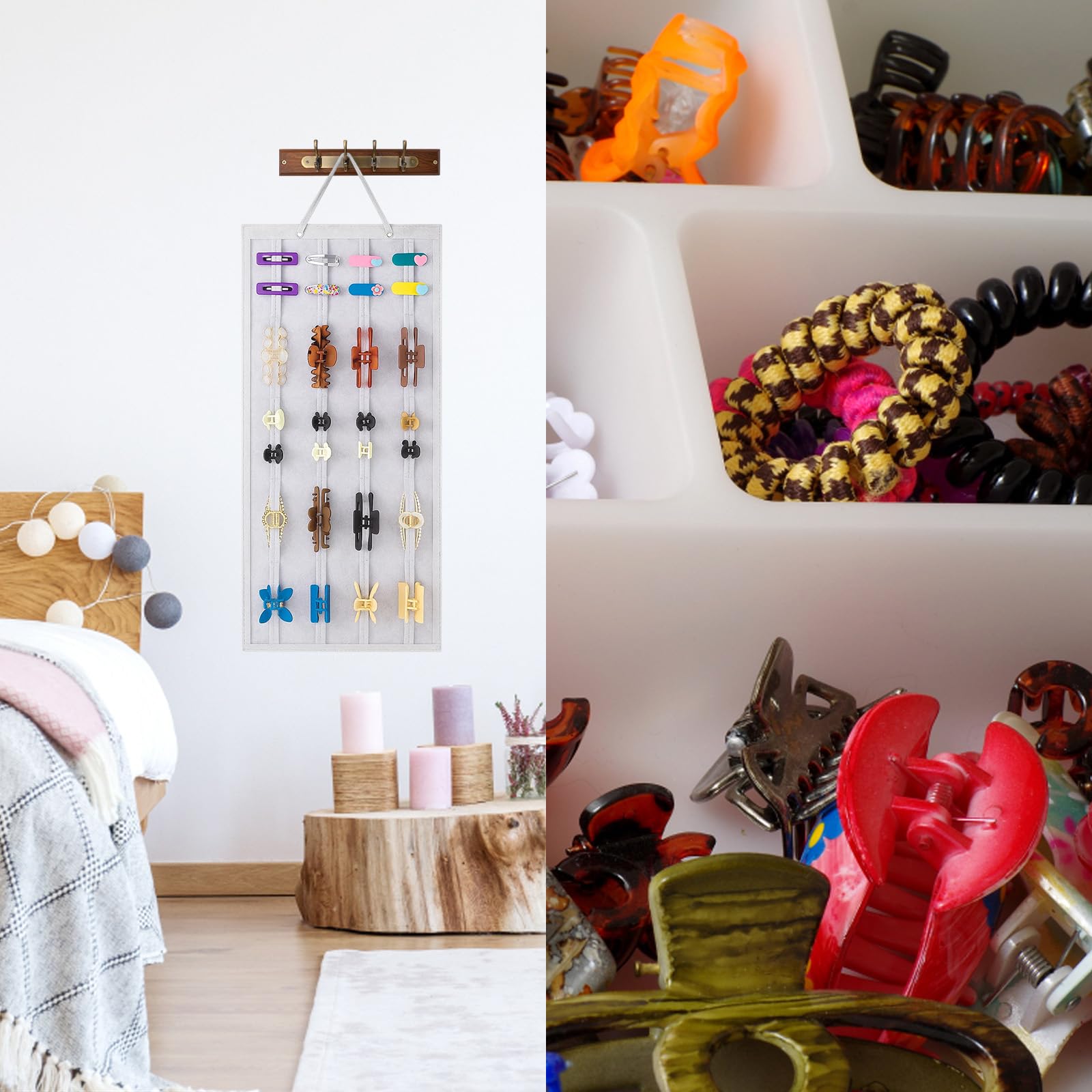 Haarspangen Aufbewahrung, Haarklammer Organizer Hängend 80x35 cm, Praktische Aufbewahrungslösung für Haaraccessoires, Ideal für Mädchen und junge Frauen, Platzsparend im Kleiderschrank oder Küche, Haushalt & Wohnen
