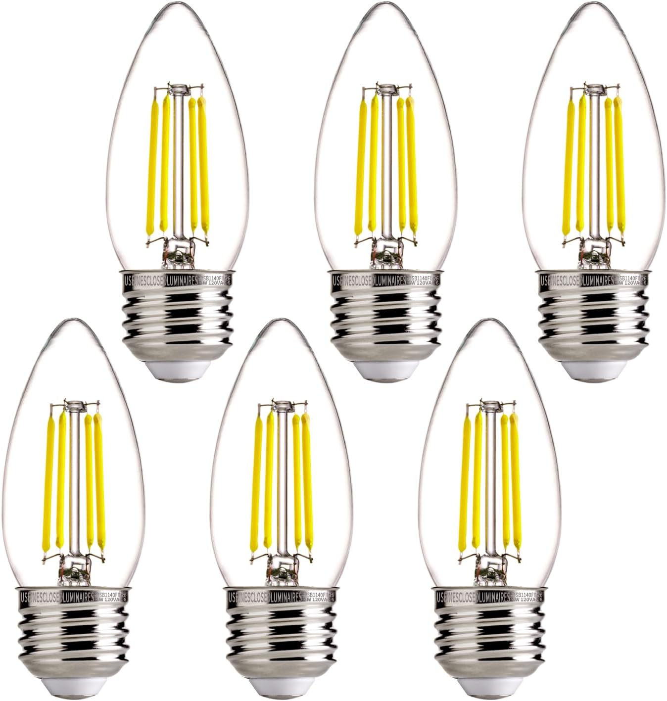 ALAMPEVERDimmable 6-Pack B11 Candelabra LED Light Bulb, 60W LED Chandelier Light Bulb, E26 Base, 5000K Daylight, 550LMClimatePartner certified