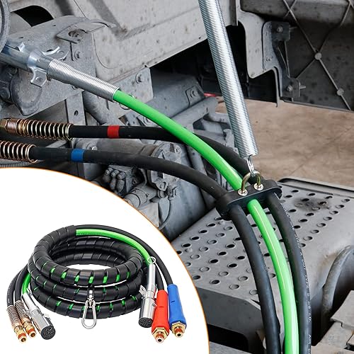 Miniatura 27 de KOOTANS Kit de línea de aire para semirremolque de 15 pies 3 en 1, cable eléctrico ABS de 7 vías y mangueras de freno de aire con manos alegres