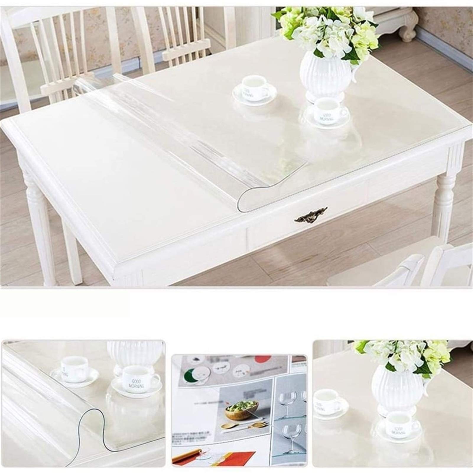Tapete protector de suelo de PVC transparente, impermeable, resistente a los arañazos, para sala de estar y suelos de madera, 3 mm de grosor, 140 x 180 cm, diseño antideslizante