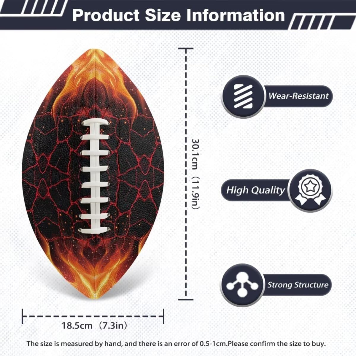 Standard Rugby Ball Training Football for Rugby PU Leather Sturdy Comfortable for Men
