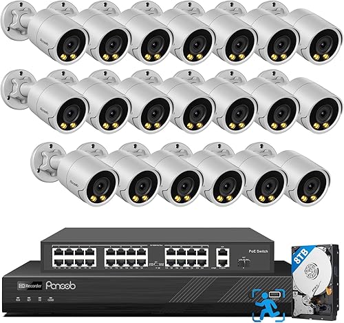Miniatura 14 de Sistema de cámara de seguridad de 16 canales PANOOB 4K para uso comercial, NVR PoE 4K 16CH HDD 4TB, 16x cámaras IP al aire libre con cable 8MP,