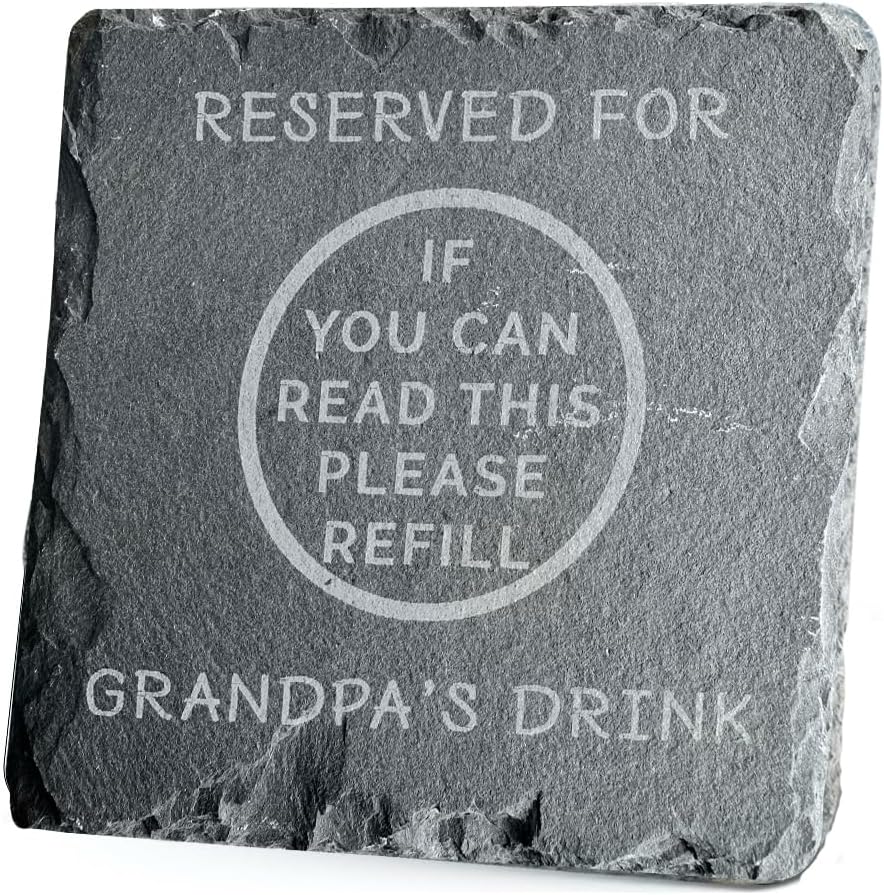 Fathers Day Grandpa Gifts Coaster Gift For Christmas Grandpas Birthday Fathers Day Present Black Slate Drinks Coffee Cup Coaster With Engraved Finish