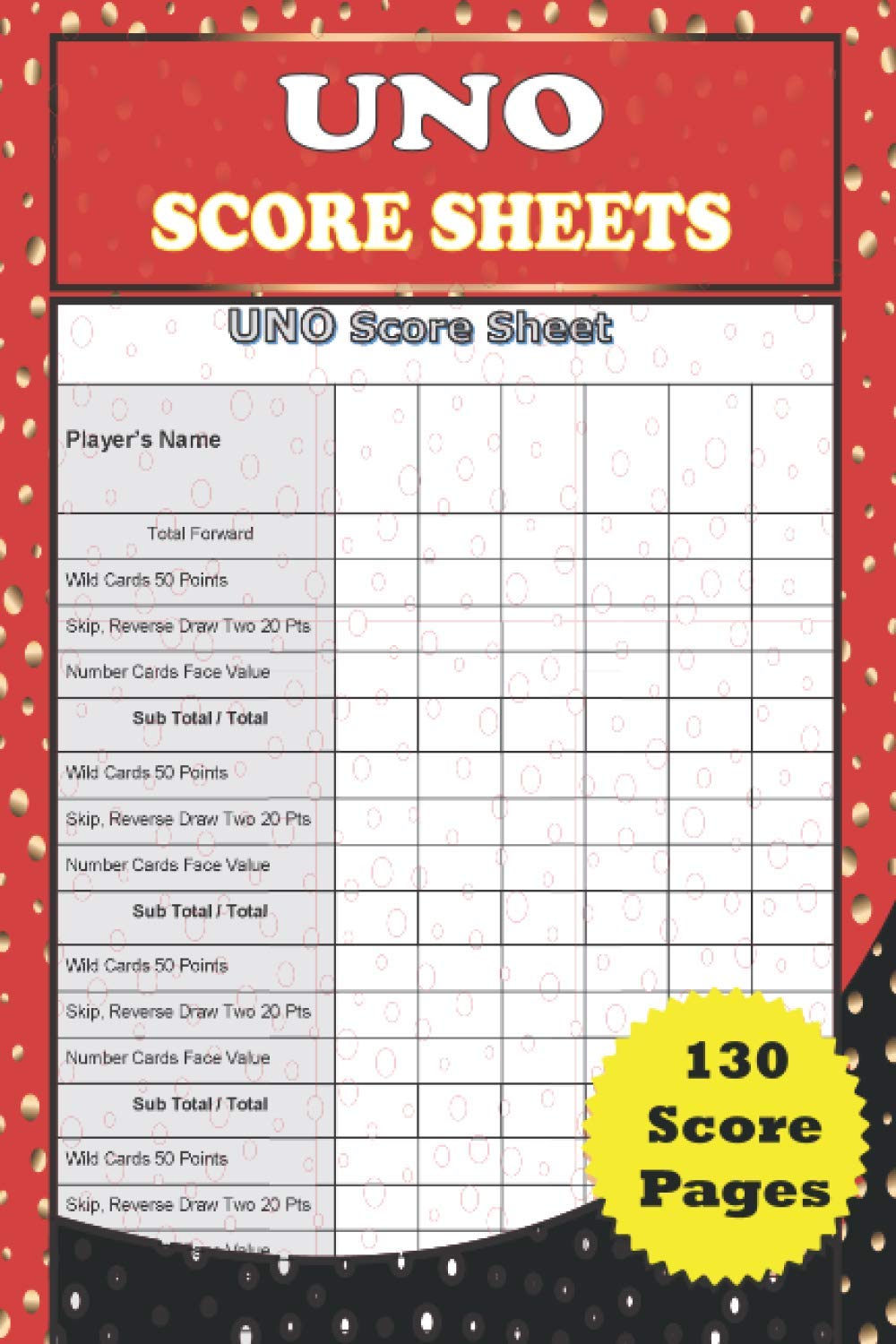 UNO Score Sheets: 130 Pocket Size UNO Card Game Scorekeeping Pads