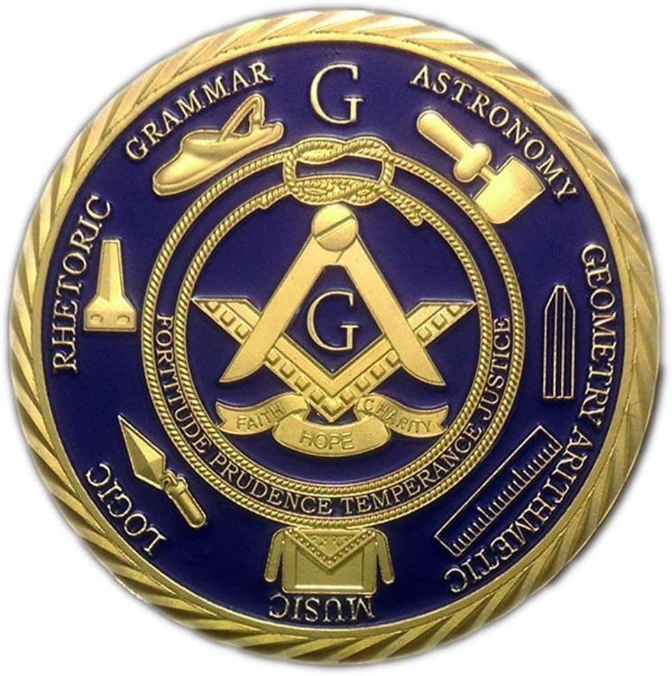 AtSKnSK 1 OZ Masonic Coins Gold Plated Freemason Challenge Coin