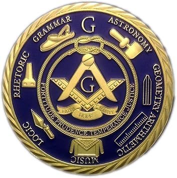 AtSKnSK 1 OZ Masonic Coins Gold Plated Freemason Challenge Coin