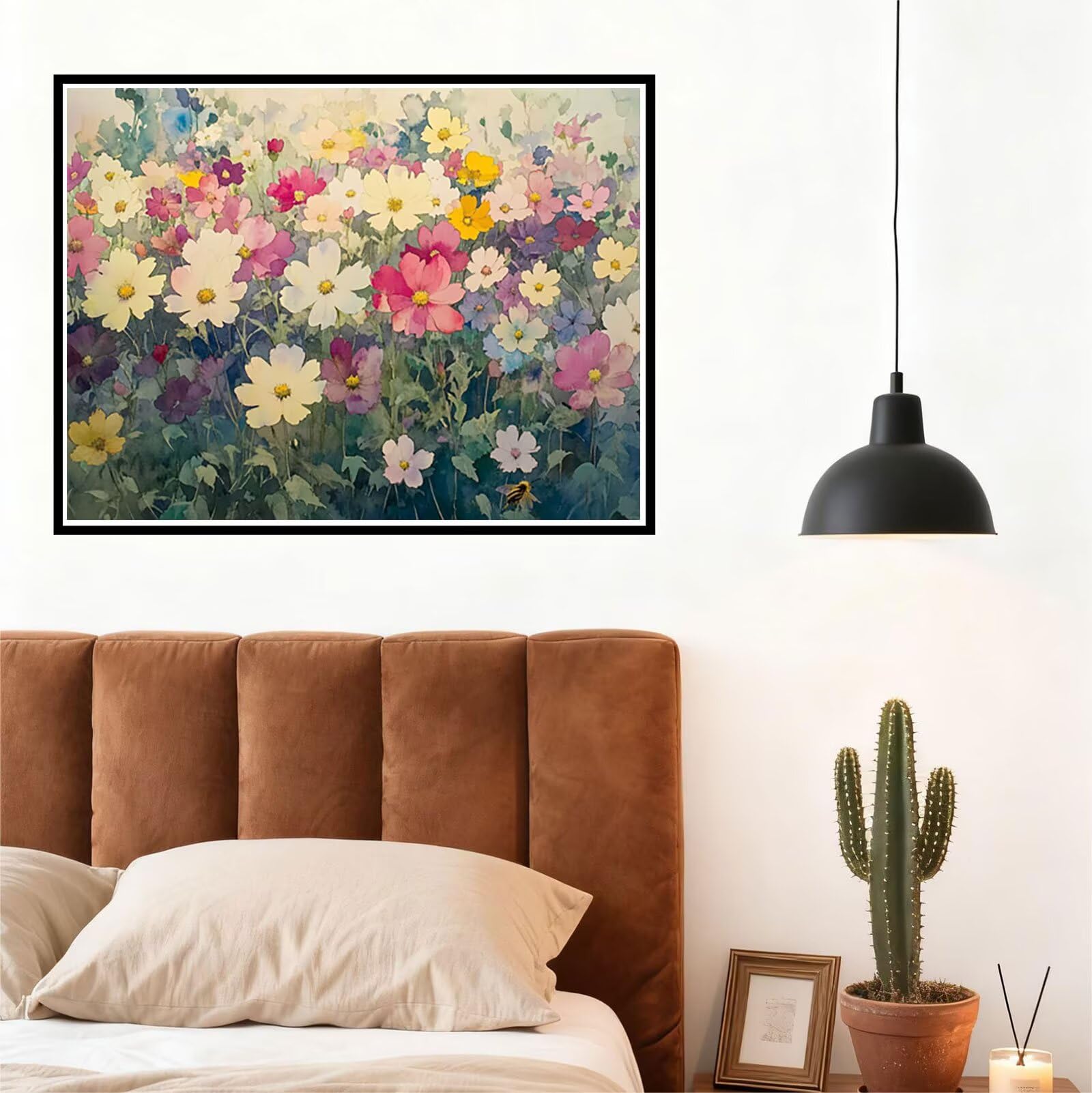 Anlage Malen Nach Zahlen Erwachsene Blume Malen Nach Zahlen Kinder ab 7, Set Erwachsene Bastelsachen Kreativ Set für Kinder Geschenke für Männer, Weihnachten Halloween Deko Ohne Rahmen 60x80cm H - 748