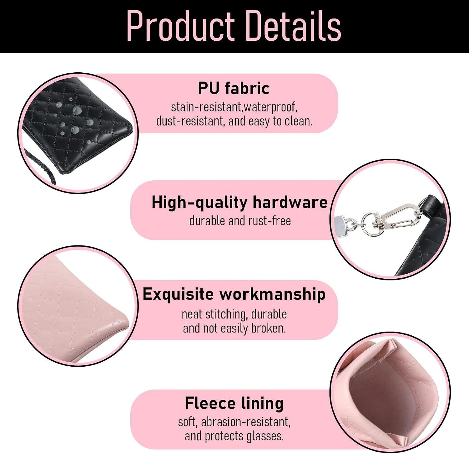 2 Pcs Soft Glasses Pouch, Double Eyeglasses Case, Squeeze Top Sunglasses Case, Sunglasses Travel Organizer, Dual Glasses Cases for Women Men with Handle