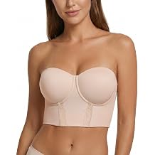 Lemorosy Women's Full Fugure Bust Bustier Longline Strapless Bra -Anti Slip Underwire Plus Size Lace Corset Top