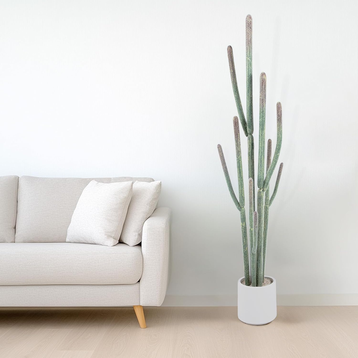 Nafresh Tall Faux Cactus Plant，62in Realistic Texture Tall Fake Plant, Artificial Cactus Large with White Planter Indoor Outdoor for Home Office Living Room Bedroom Foyer Porch Decor. - Image 5