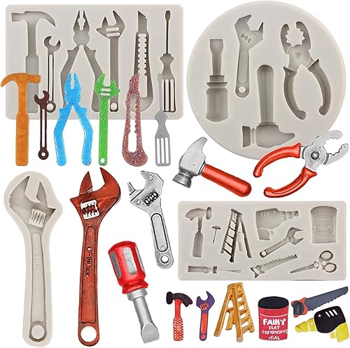 Herramientas de construcción, moldes de silicona para fondant, herramientas de mano, molde de chocolate para cupcakes, decoración de pasteles,