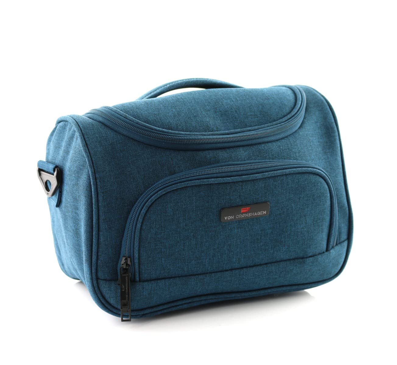 Von Cronshagen Kosmetikkoffer Cloud 2.0 | Kulturtasche aus Polyester | mit abnehmbarem Schulterriemen | Aufsteckfunktion (Petrol)