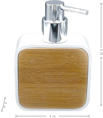 Marina Decoration Luxury Modern Decor Bath Accessories Ensemble Included Bathroom Liquid Soap Pump Lotion Dispenser, Alpha Modern Bamboo Resin Style