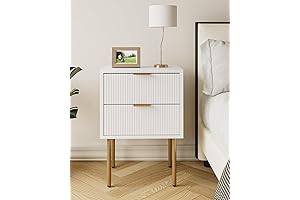 Modern Nightstand Set of 2, 2 Drawer Dresser for Bedroom, Striped Beige...