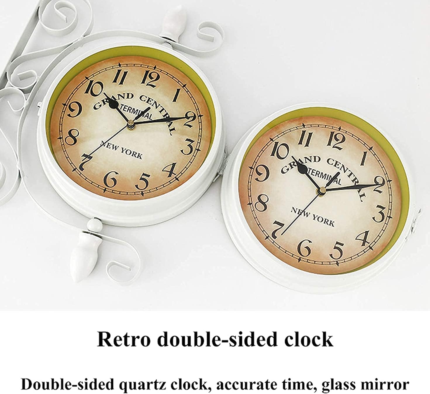 Outdoor Garden Wall Clock, 14 Inch 360°Rotation Station Wall Clock Double Sided Garden Clock with Outside Bracket Waterproof