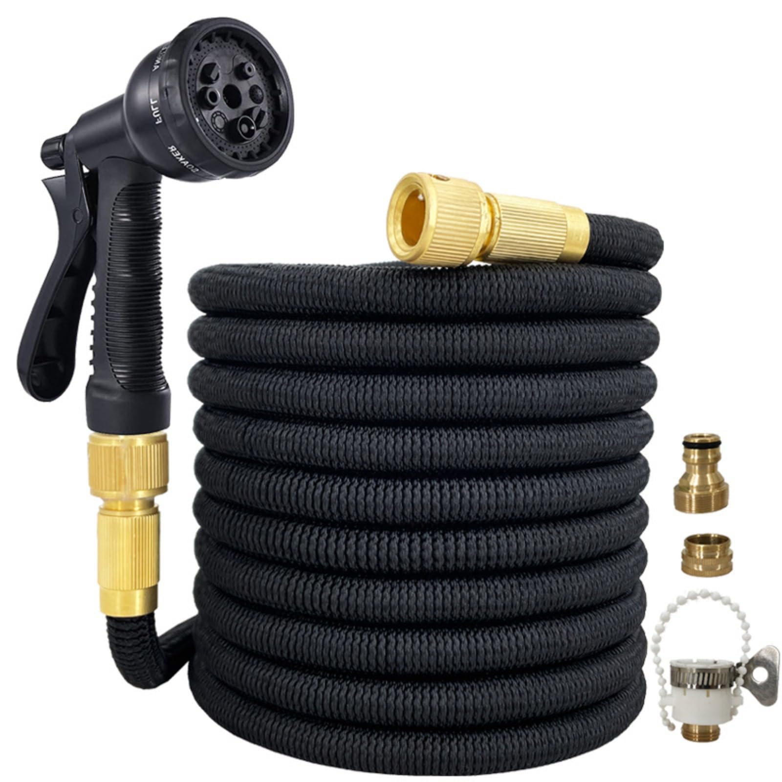 Tubo Estensibile da Giardino, Tubo Irrigazione Estensibile da Giardino Retrattile 8 modalità di Spruzzo con connettori universali per Irrigazione Lavaggio Auto e Pulizie(Nero,30m/100ft)
