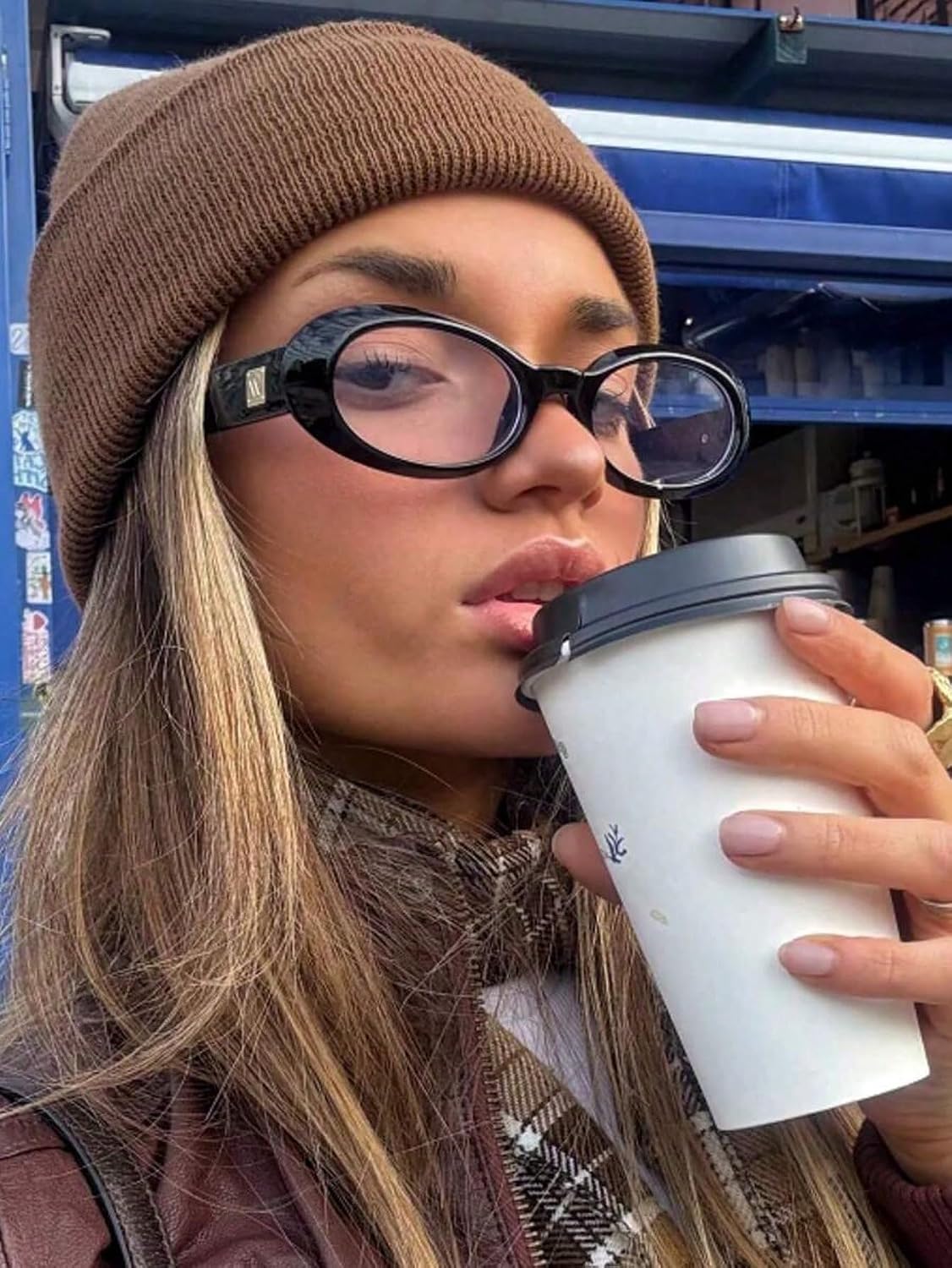 Women's Light Glasses Acrylic Casual Retro Oval Frame Black Eyeglasses For Daily Reading And Work Commuting