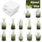TBWIND 12pcs Glass Bud Vases Set, Small Vases for Flowers, Green Bud Vase for Centerpieces in Bulk, Mini Vintage Vase for Rustic Wedding Decorations, Office and Home Table Flower Décor-Green